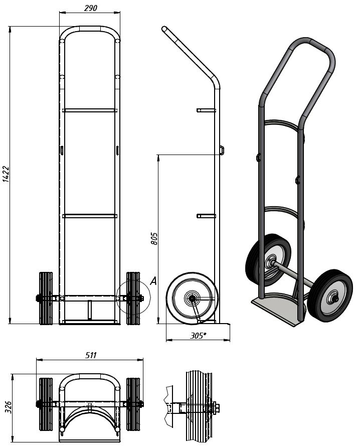 Тележка для сварочного полуавтомата с баллоном чертеж с размерами из профильной трубы
