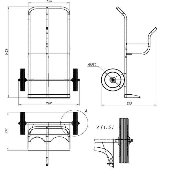 Чертеж тележки для баллонов