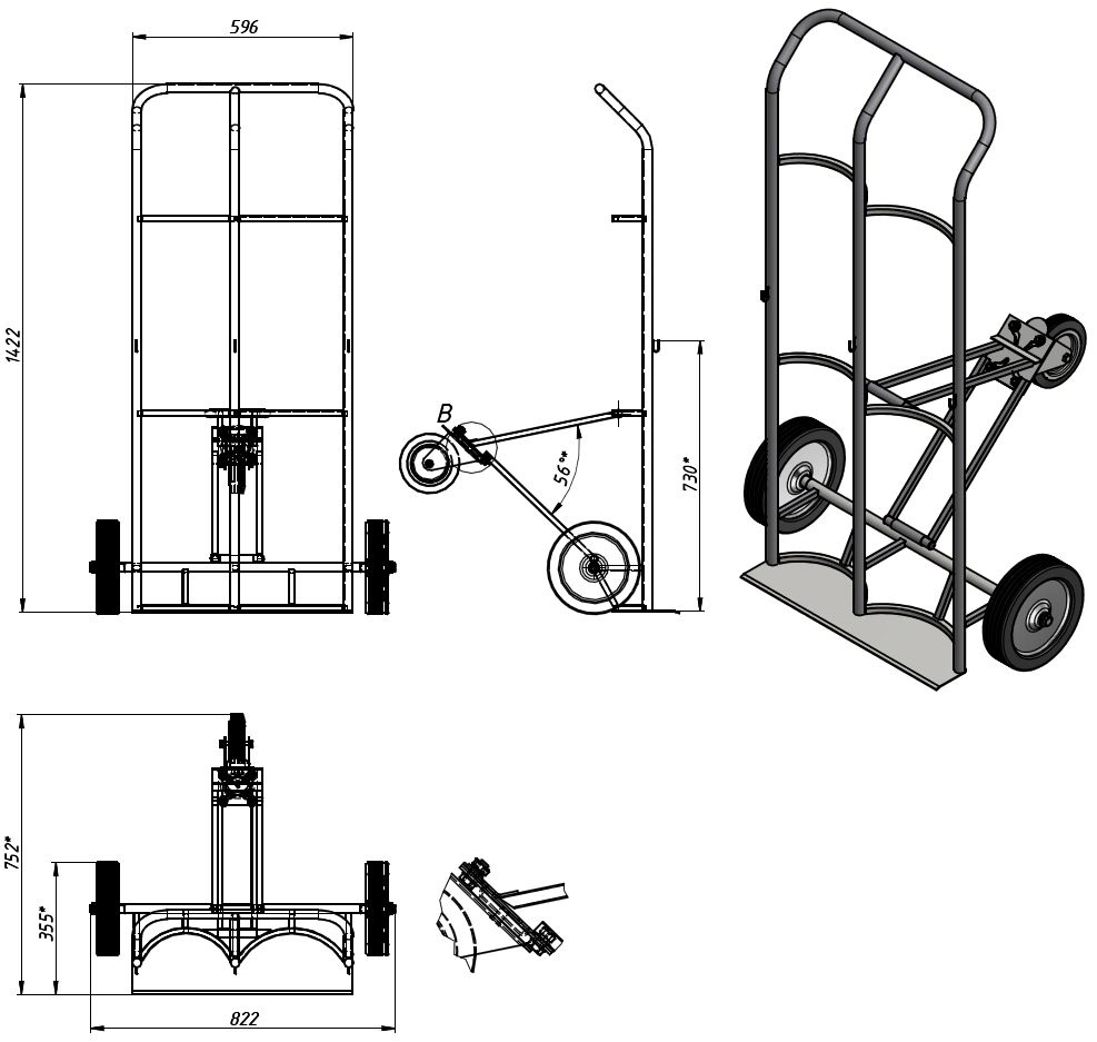 Чертеж тележки для баллонов