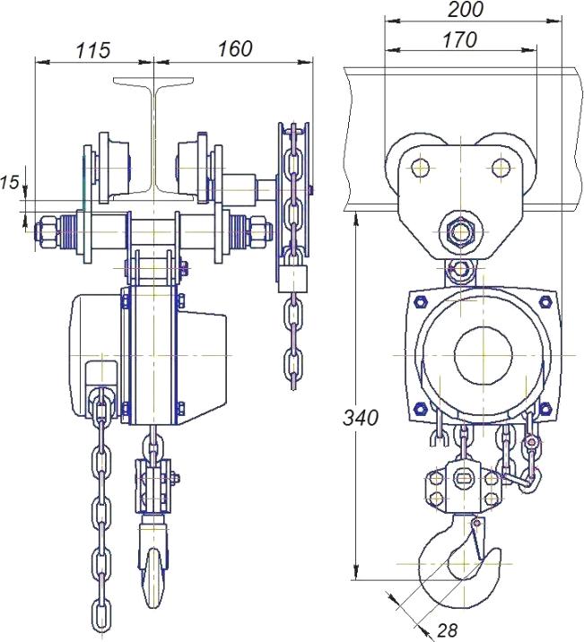 Механизм передвижения тали чертеж