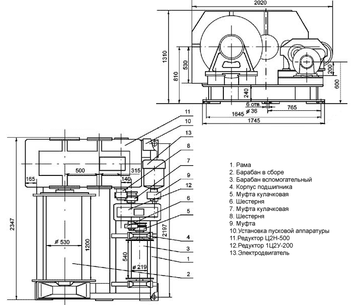 Лебедка электрическая чертеж