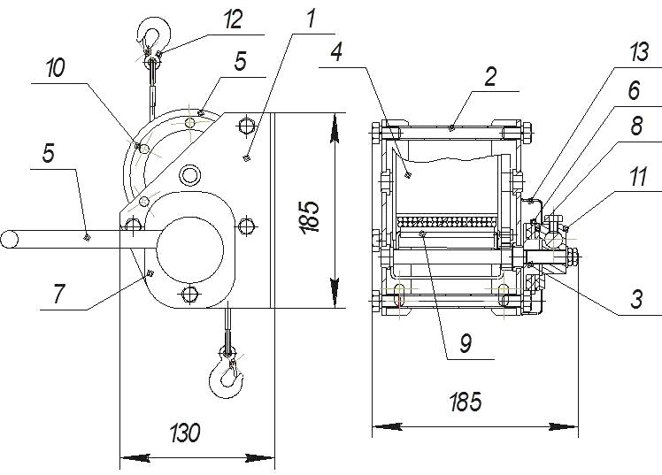 Лебедка ручная чертеж