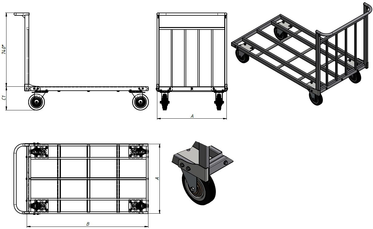 Чертеж грузовой тележки