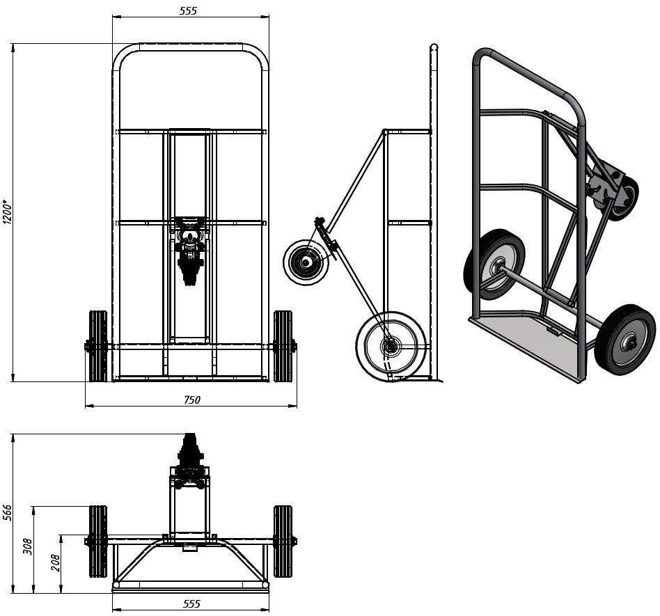 Чертеж тележки для баллонов