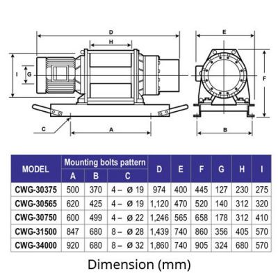 Схема лебедок Come Up серии CWG