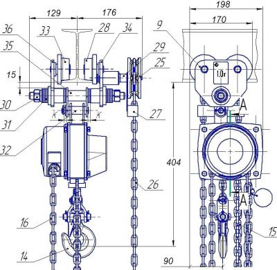 Схема тали ТРШБп-1