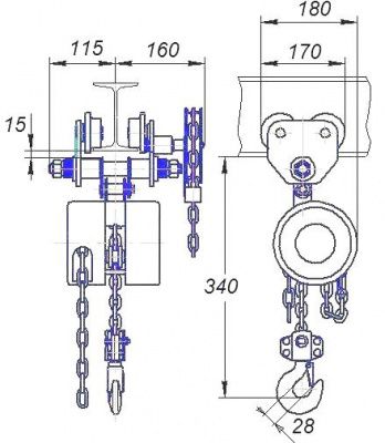 Схема тали ТРШБК-1