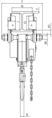 Схема тали ТРШБМУ вид сбоку