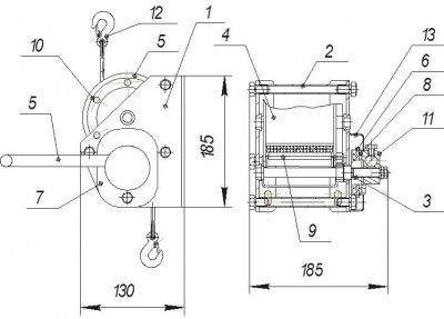 Схема лебедки Дина 250/500